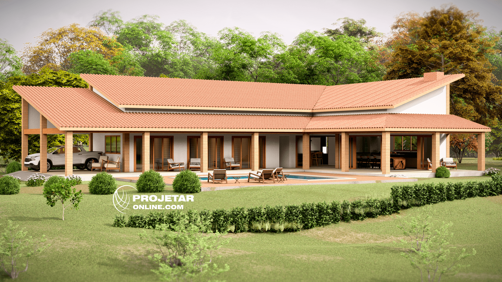 Casa de Campo em L 3 quartos 01