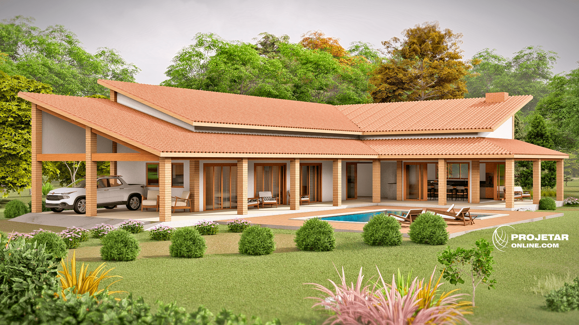 Casa de Campo em L 3 quartos 2